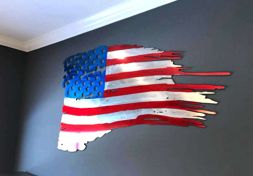Custom fabricated American flag wall artwork
